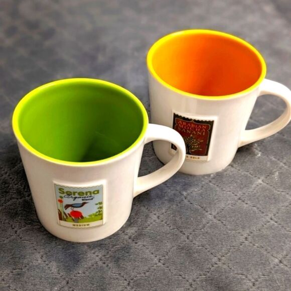 Vintage 2006 Starbucks 16oz Ceramic Coffee Mugs - Qty 2 - Picture 1 of 11